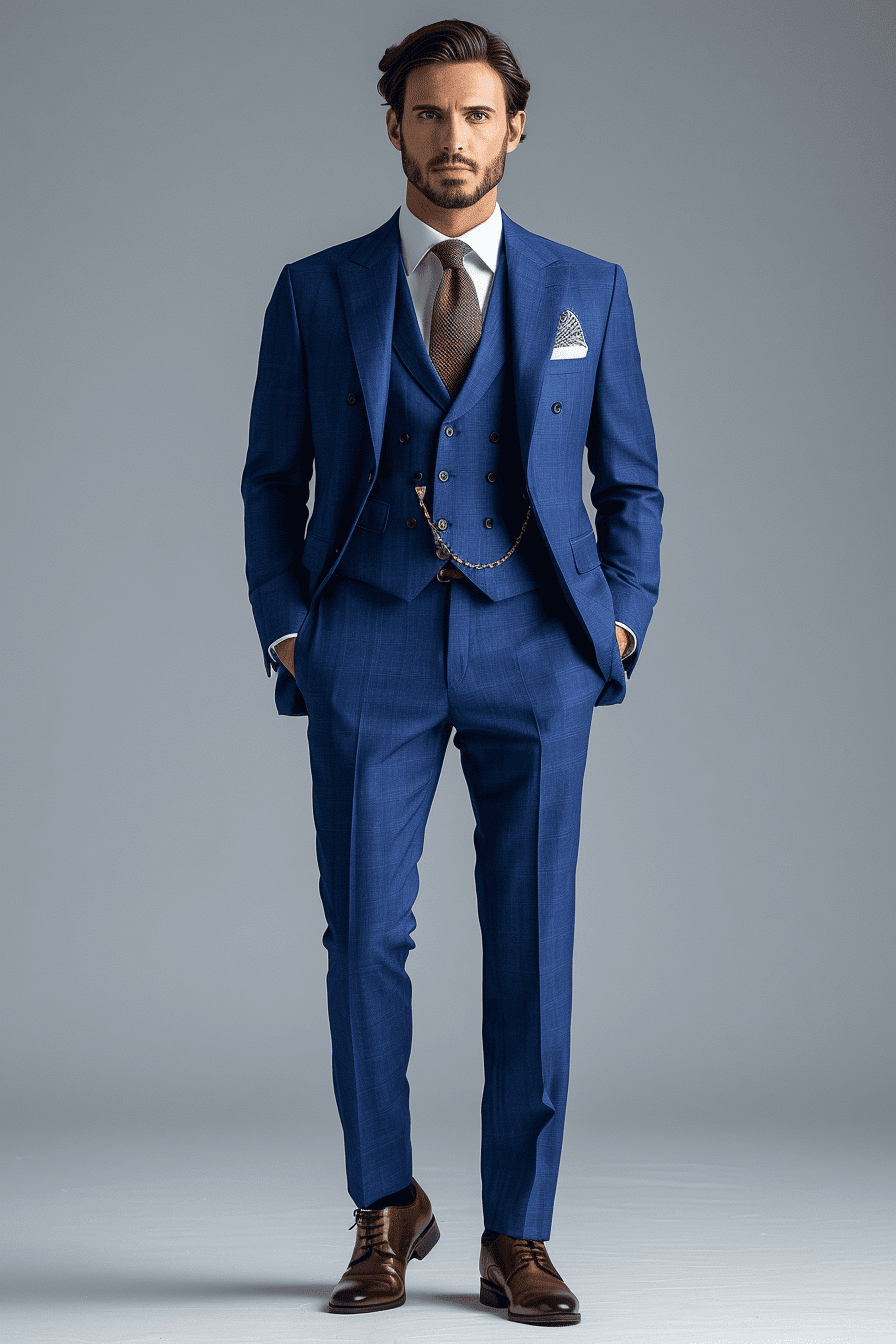 Cobalt Blue Cotton Father of the Bride Suit — Custom Made