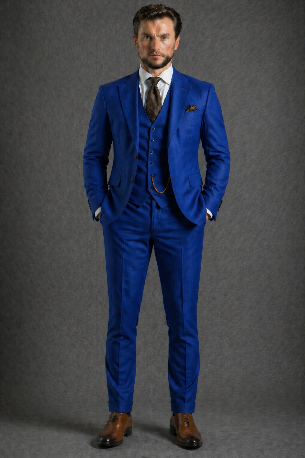 Cobalt Blue Linen Slim Fit Suit — Custom Made to Measure