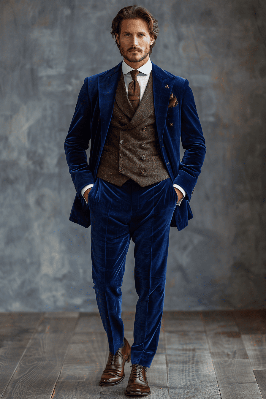 Cobalt Blue Velvet Prom Suit — Custom Made to Measure