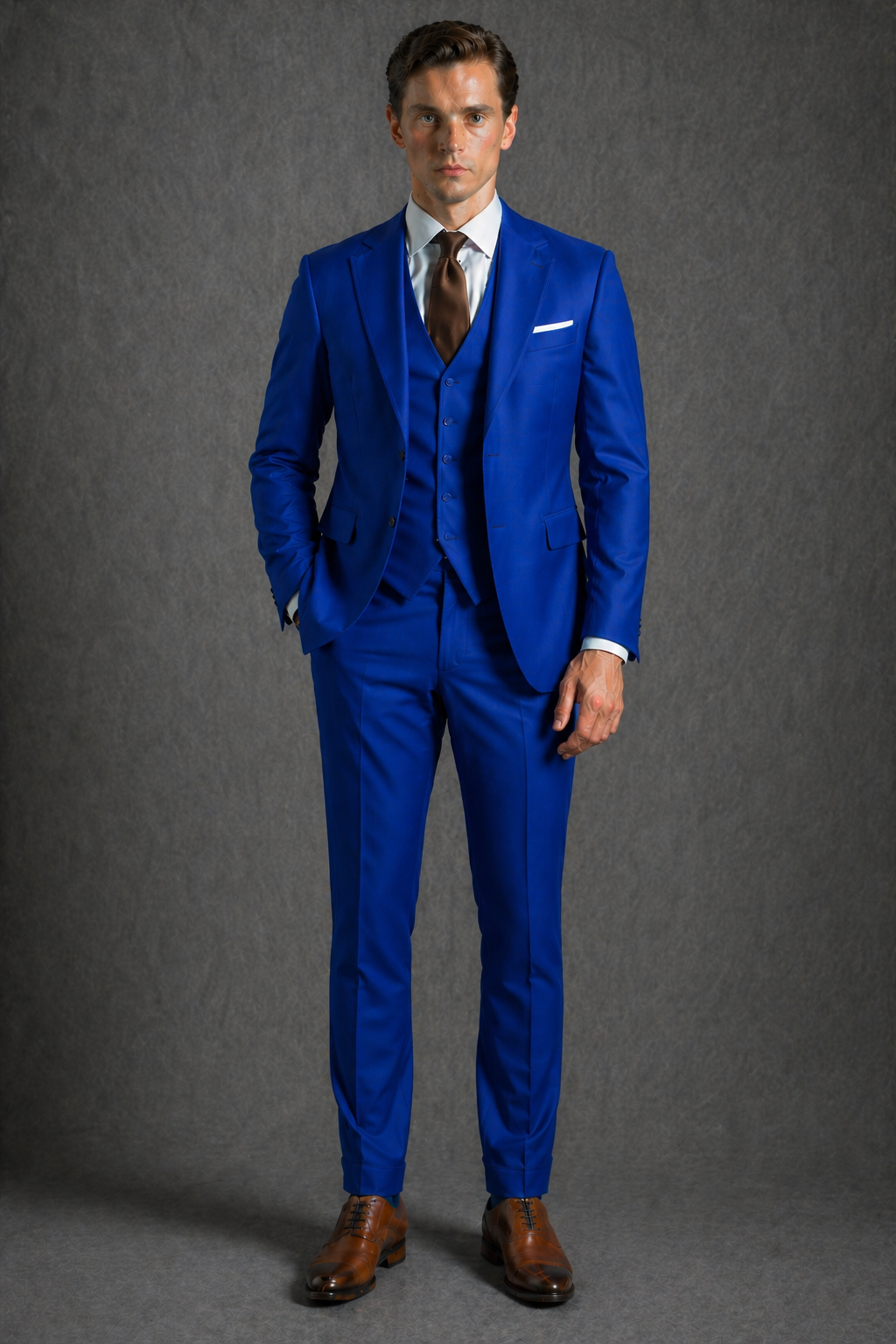 Cobalt Blue Wool Slim Fit Suit — Custom Made to Measure