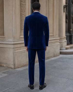 Cobalt Blue Velvet Shawl Lapel Suit — Custom Made to Measure — 2