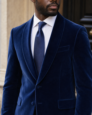Cobalt Blue Velvet Shawl Lapel Suit — Custom Made to Measure — 4