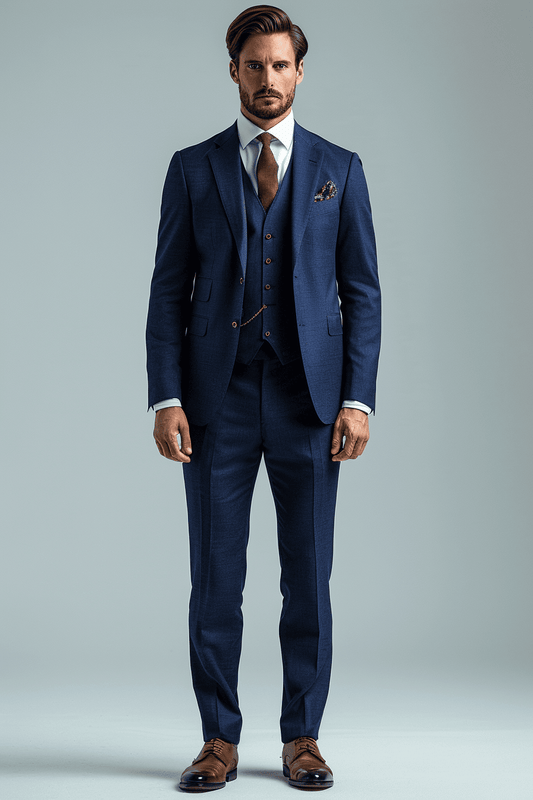 Cobalt Blue Silk Blend Cocktail Party Suit — Custom Made to Measure