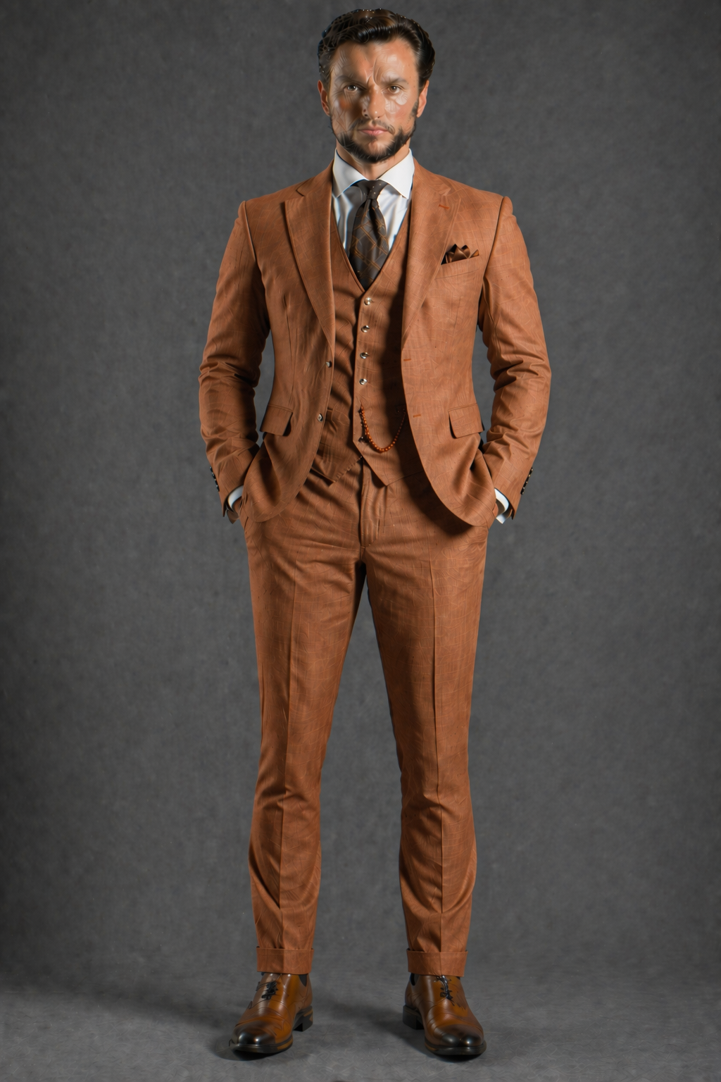 Copper Linen Slim Fit Suit — Custom Made to Measure