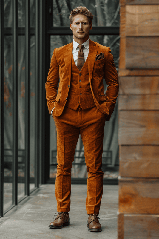 Copper Velvet Wedding Suit — Custom Made to Measure
