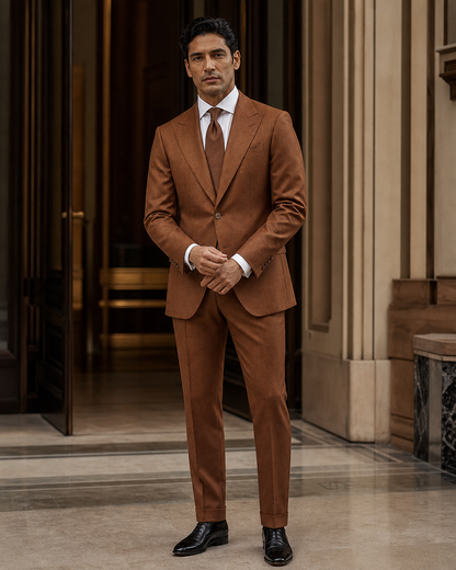 Copper Flannel Winter Suit - Custom Made to Measure front view