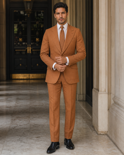 Copper Seersucker Summer Suit - Custom Made to Measure front view