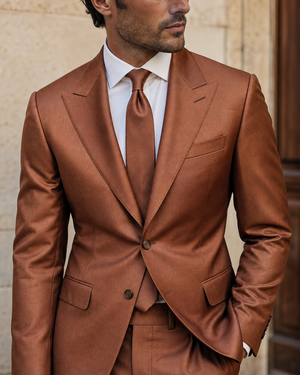 Copper Silk Blend Peak Lapel Suit — Custom Made to Measure — 4