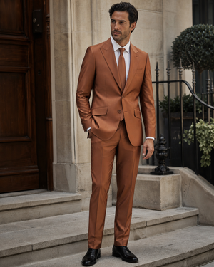 Copper Silk Blend Peak Lapel Suit — Custom Made to Measure — 3