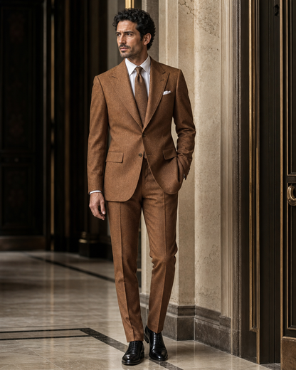 Copper Tweed Winter Suit - Custom Made to Measure side back view