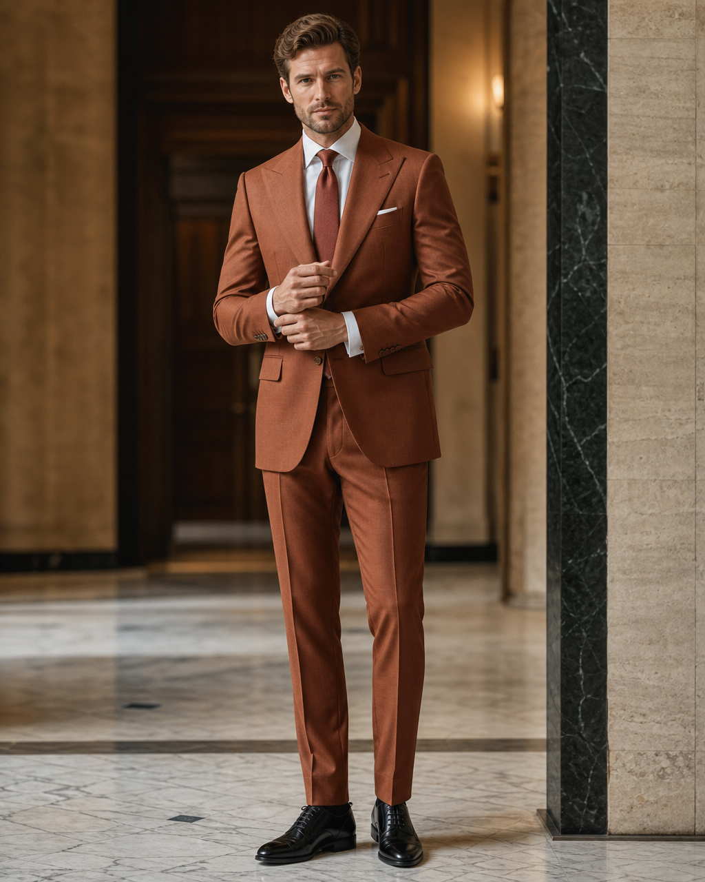 Copper Wool Outdoor Wedding Suit - Custom Made to Measure front view