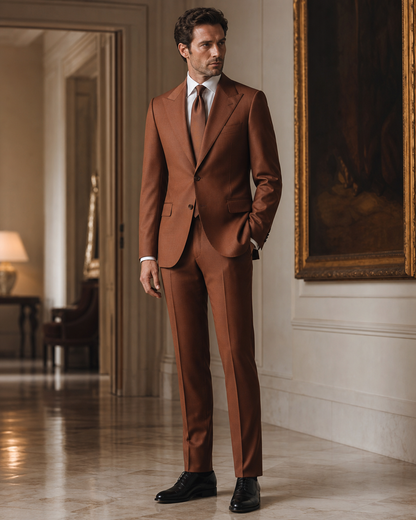 Copper Wool Outdoor Wedding Suit - Custom Made to Measure side back view