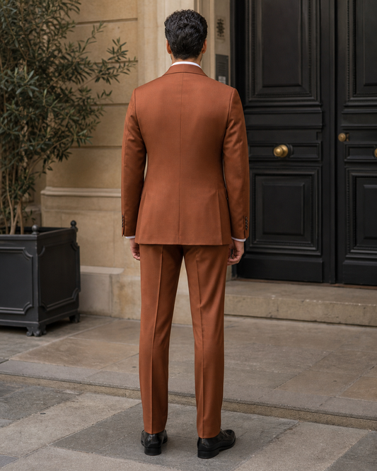Copper Wool Shawl Lapel Suit - Custom Made to Measure back view