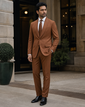 Copper Wool Shawl Lapel Suit — Custom Made to Measure — 3