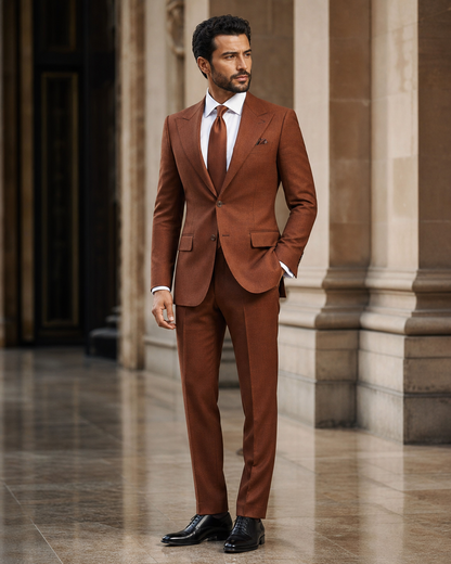 Copper Wool Winter Suit - Custom Made to Measure side back view