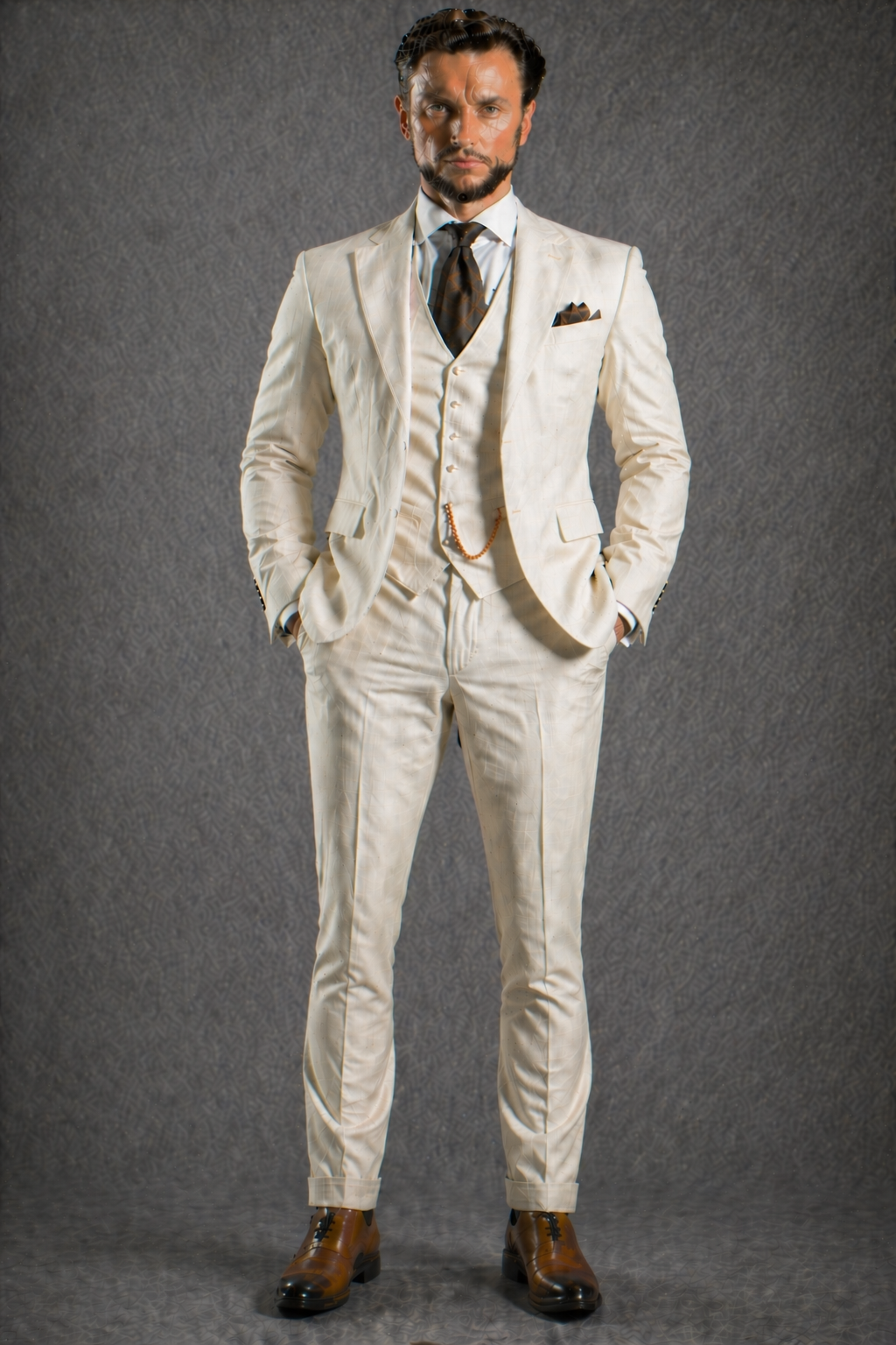 Cream Linen Slim Fit Suit — Custom Made to Measure