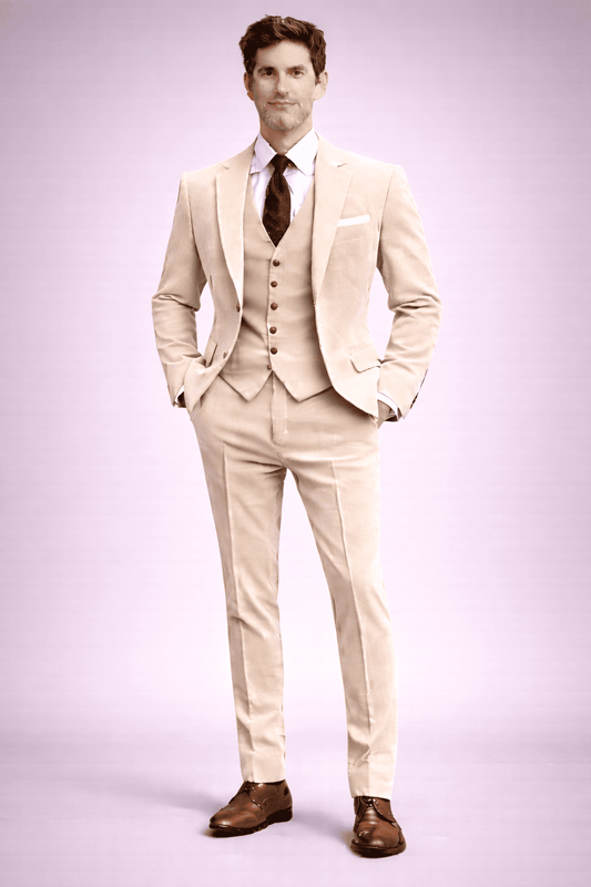Cream Velvet Slim Fit Suit — Custom Made to Measure
