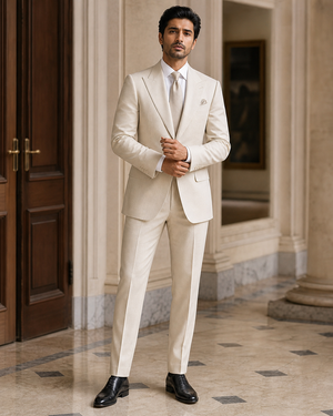 Cream Cashmere Blend Winter Suit — Custom Made to Measure — 1