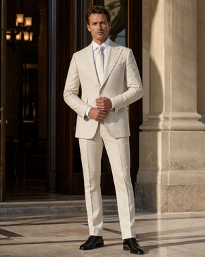Cream Linen Outdoor Wedding Suit — Custom Made to Measure — 1