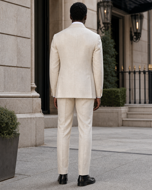Cream Linen Peak Lapel Suit — Custom Made to Measure — 2