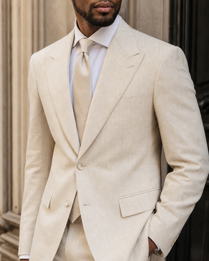 Cream Linen Peak Lapel Suit — Custom Made to Measure — 4