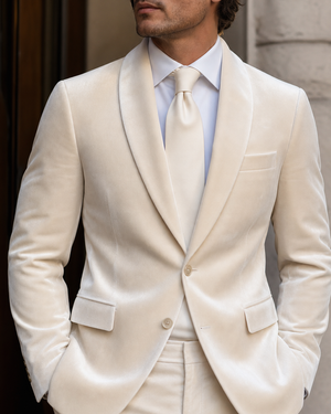 Cream Velvet Shawl Lapel Suit — Custom Made to Measure — 4