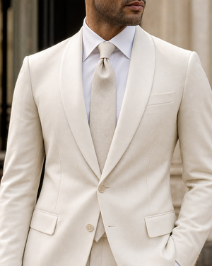 Cream Wool Shawl Lapel Suit — Custom Made to Measure — 4