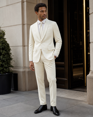 Cream Wool Shawl Lapel Suit — Custom Made to Measure — 3