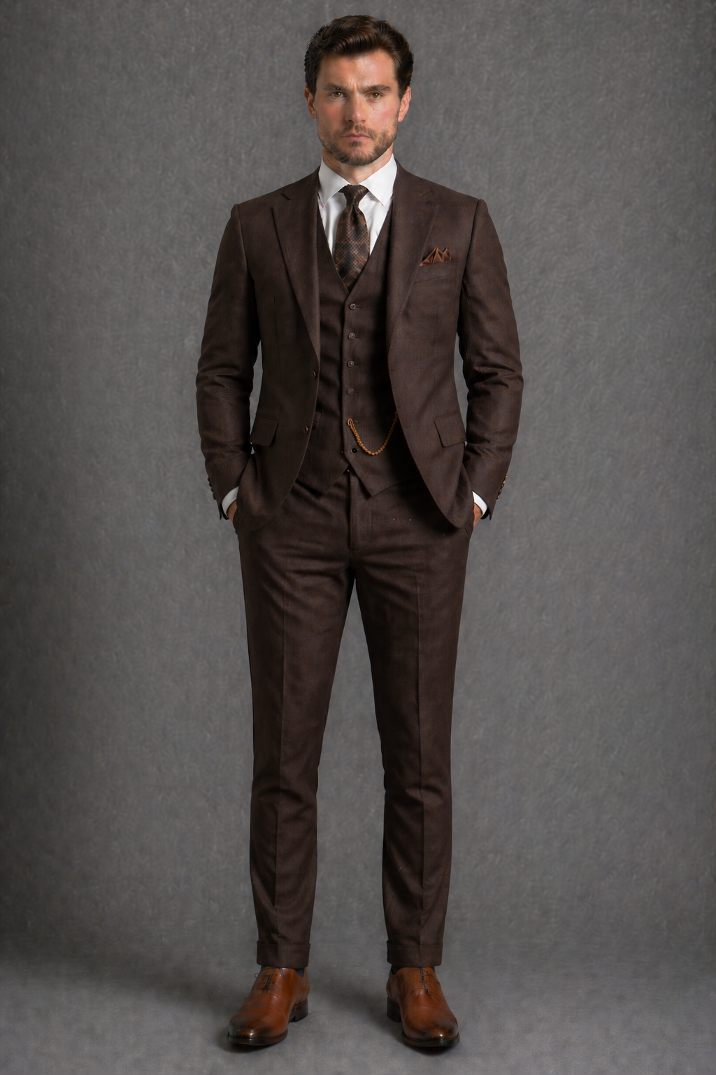 Deep Chocolate Brown Linen Slim Fit Suit — Custom Made to Measure