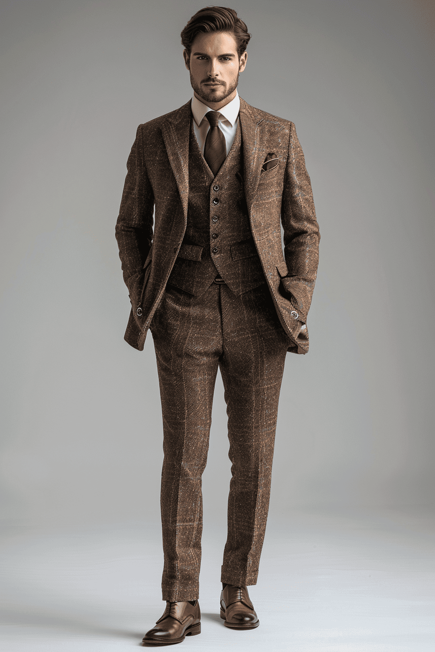 Deep Chocolate Brown Wool Business Suit — Custom Made to Measure