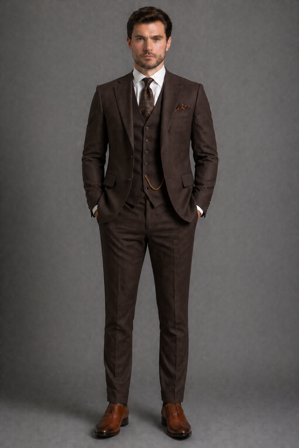 Deep Chocolate Brown Wool Father of the Bride Suit — Custom Made