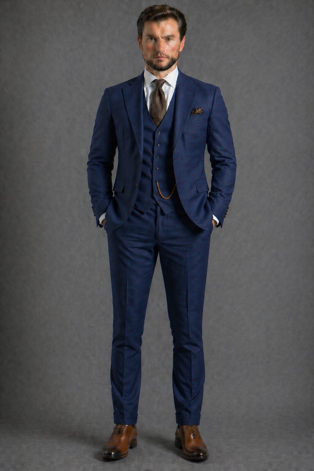 Deep Navy Linen Slim Fit Suit — Custom Made to Measure