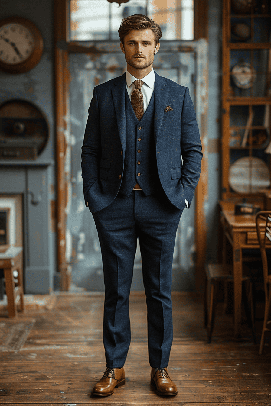 Deep Navy Wool Business Suit — Custom Made to Measure