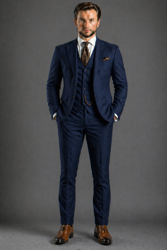 Deep Navy Wool Father of the Bride Suit — Custom Made