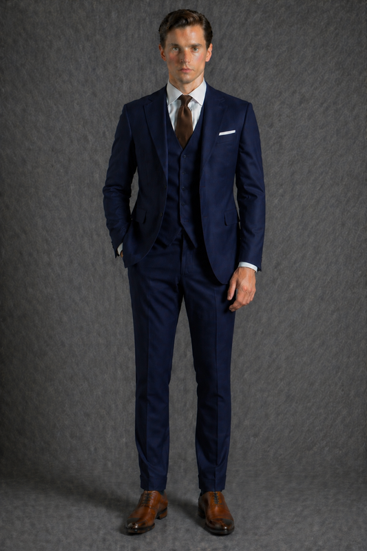 Deep Navy Wool Slim Fit Suit — Custom Made to Measure