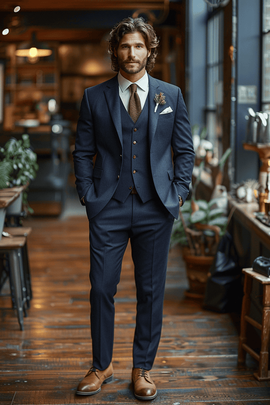 Deep Navy Wool Wedding Suit — Custom Made to Measure