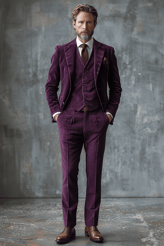 Deep Plum Velvet Prom Suit — Custom Made to Measure