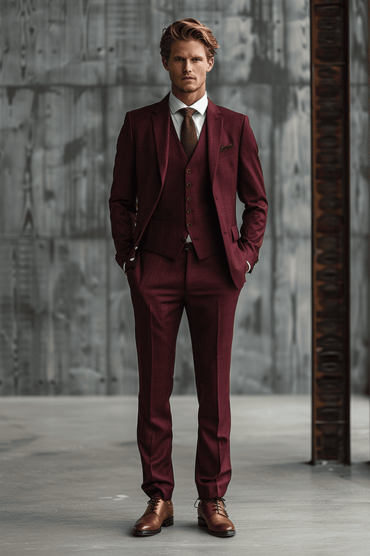 Deep Plum Wool Prom Suit — Custom Made to Measure