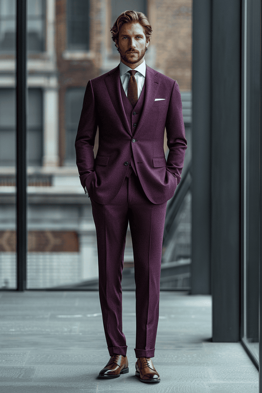 Deep Plum Wool Tuxedo — Custom Made to Measure