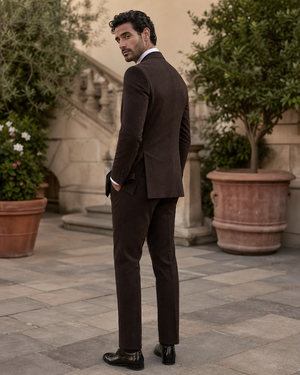 Deep Chocolate Brown Seersucker Outdoor Wedding Suit — Custom Made to Measure — 2
