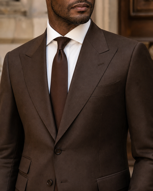 Deep Chocolate Brown Silk Blend Peak Lapel Suit — Custom Made to Measure — 4