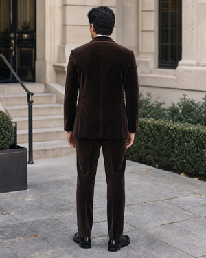 Deep Chocolate Brown Velvet Shawl Lapel Suit — Custom Made to Measure — 2