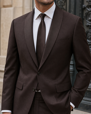 Deep Chocolate Brown Wool Shawl Lapel Suit — Custom Made to Measure — 4