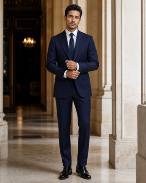 Deep Navy Cotton Outdoor Wedding Suit — Custom Made to Measure — 1