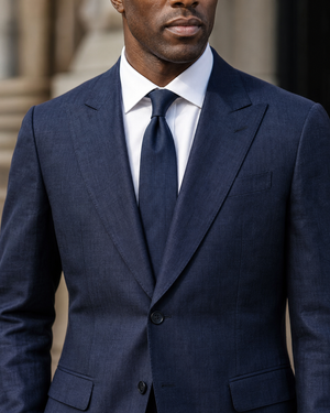 Deep Navy Linen Peak Lapel Suit — Custom Made to Measure — 4