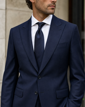 Deep Navy Silk Blend Peak Lapel Suit — Custom Made to Measure — 4