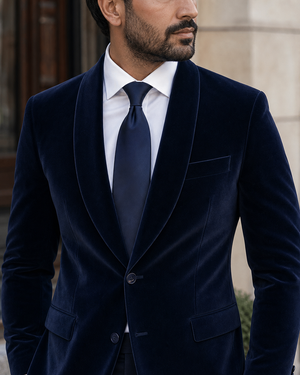 Deep Navy Velvet Shawl Lapel Suit — Custom Made to Measure — 4