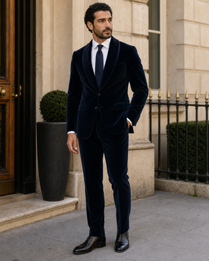 Deep Navy Velvet Shawl Lapel Suit — Custom Made to Measure — 3