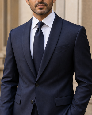 Deep Navy Wool Shawl Lapel Suit — Custom Made to Measure — 4