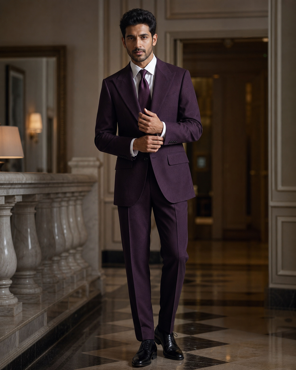 Deep Plum Flannel Winter Suit - Custom Made to Measure front view